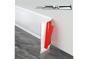 FCSOTSPS Baseboard Trim,4 Inch(W) x 20 Feet(L) Flexible Baseboard Molding Trim,Self Adhesive Vinyl Baseboard Cove Base, Peel and Stick Wall Base Boards with 1 PCS Utility Knife,White