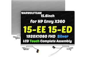 WARWOLFTEAM 15.6inch LED LCD 1920X1080 FHD Screen Digitizer Replacement Whole Hinge-up Assembly Compatible with HP Envy X360 15-ED 15-EE L93180-001 L93182-001 L93184-001 L82481-440 L82481-AA1(Silver)