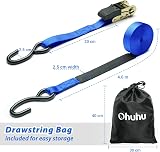 Ohuhu Ratchet Straps 8 Pack 4.6m x 25mm 680kg Break Strength Blue view 4