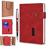 Red A5 Lined Leather Journal Notebook,Personalized