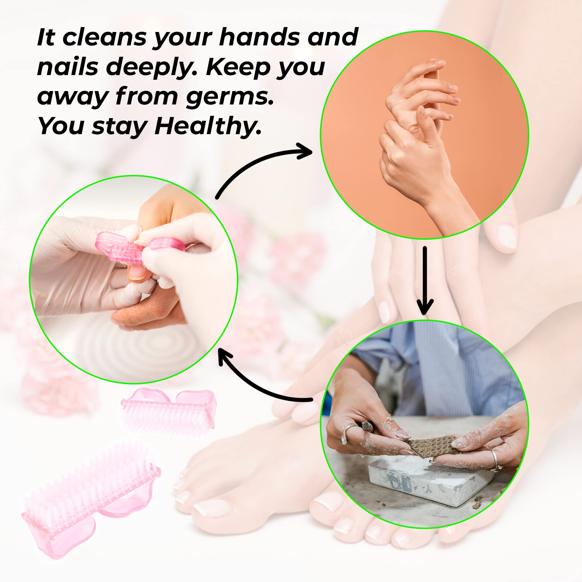 4 Pcs Nail Brush for daily Use -4 Different Kinds of Fingernail brush with Plastic Handle Nail brush for cleaning Fingernails - Easy to use Nail Scrub brush-Nail Cleaner Nail brushes for Man and women - Image 4