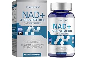 DQQI NAD+ Supplement 1500 mg - 120 Capsules High Purity NAD+ & Resveratrol, NMN Supplement Alternative for Anti-Aging, Antioxidant Support, Energy & Focus Boost