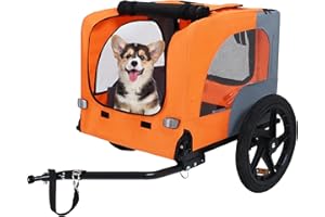 Aosute Pet Bike Trailer,Dog Bike Trailer for Small and Medium Pets,Up to 88lbs Easy Folding Cart Frame Quick Release Wheels,Non-Slip Floor,Internal Leash