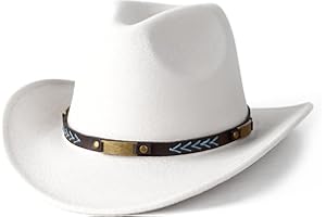 EOGIMI Men Women Western Cowboy Hat Classic Roll Up Cowgirl Hats with Buckle Belt