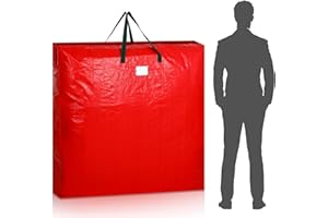 Yeyeplum 1 Pcs 48 Inch Christmas Wreath Storage Bags Christmas Wreath Storage Containers with Handle Extra Large Waterproof Zipper Garland Bag for Protect Xmas Holiday Garland Ornament (Red)