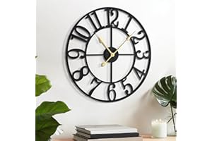 Arabic Numeral Wall Clock 14IN Battery Operated Black, Silent Non Ticking, Wall Clocks for Living Room Decor, Small Classic f