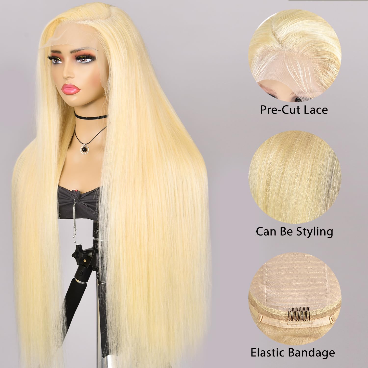 Alididi 30Inch 613 13x6 Lace Front Wig Human Hair 200 Density 613 Lace Front Wig Human Hair Blonde Wig Human Hair Straight Lace Frontal Wig Human Hair Pre Plucked With Baby Hair (613 Blonde Wig)