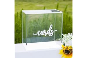 WHSLILR 10” Acrylic Card Box - Wedding Card Box for Reception, Birthday, Party, Money Box, Wishing Well, Graduation Party, Elegant Large Clear Card Box-ACB001