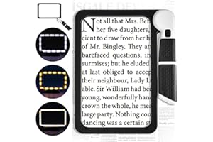EHEMY Magnifying Glass with Light, 5X Magnifying Glass for Reading Handheld Folding Magnifier, 48 Lights Full Page Viewing Area Perfect for Macular Degeneration Low Vision Person Gifts for Seniors Reading