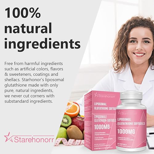 starhonor liposomal glutathione softgels Starehonorr Liposomal Glutathione Softgels 1500MG, Reduced Glutathione Supplement with Vitamin C, Better Absorption, Non-GMO Powerful Antioxidant for Healthy Aging, Detox, Immune Health, 180 Softgels in Kenya
