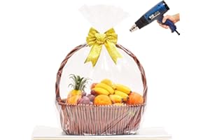 LazyMe 32x40 inch, Easter Basket Cellophane Shrink Bags, Shrink Wrap Bags Large, Clear, 5 Packs