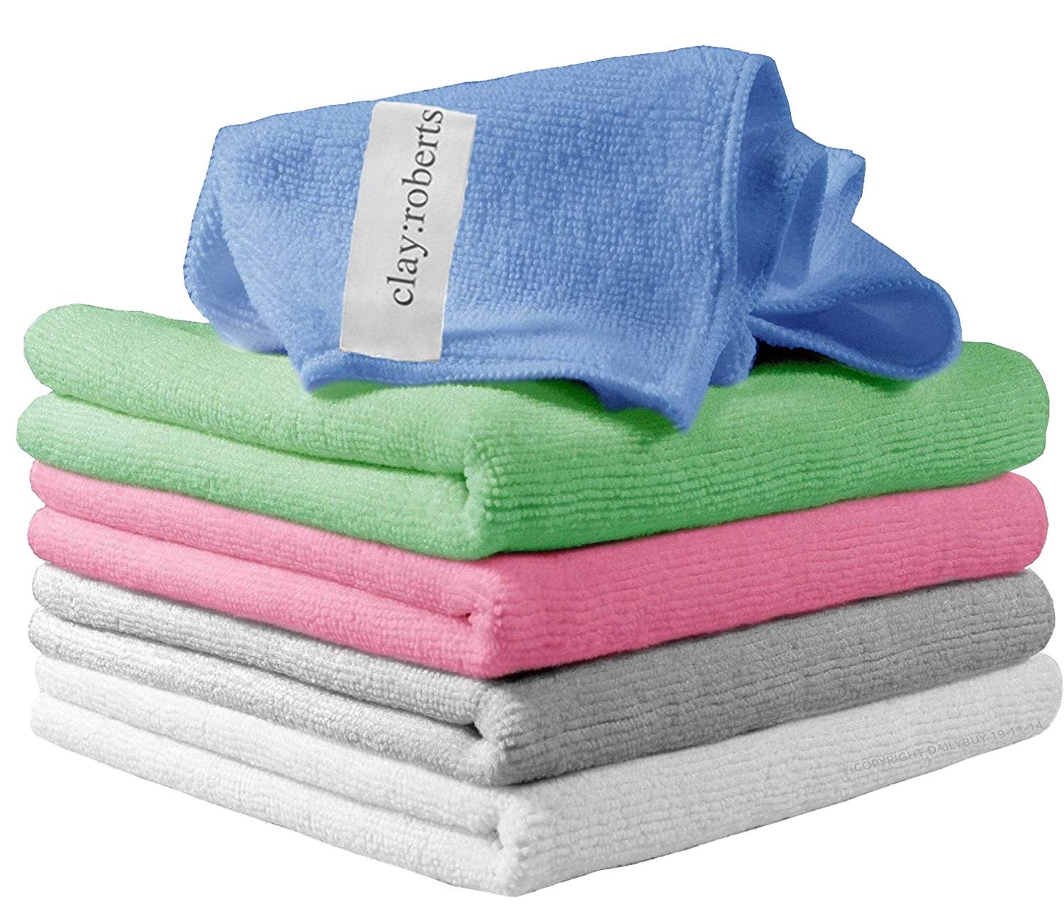 Clay Roberts Microfibre Cleaning Cloths, 40cm x 30cm - Pack of 5, Mixed Colours, Machine Washable, Polishing, Waxing & Dusting Cloth, Lint-Free, Kitchen Towel, Car Cleaning, Microfiber