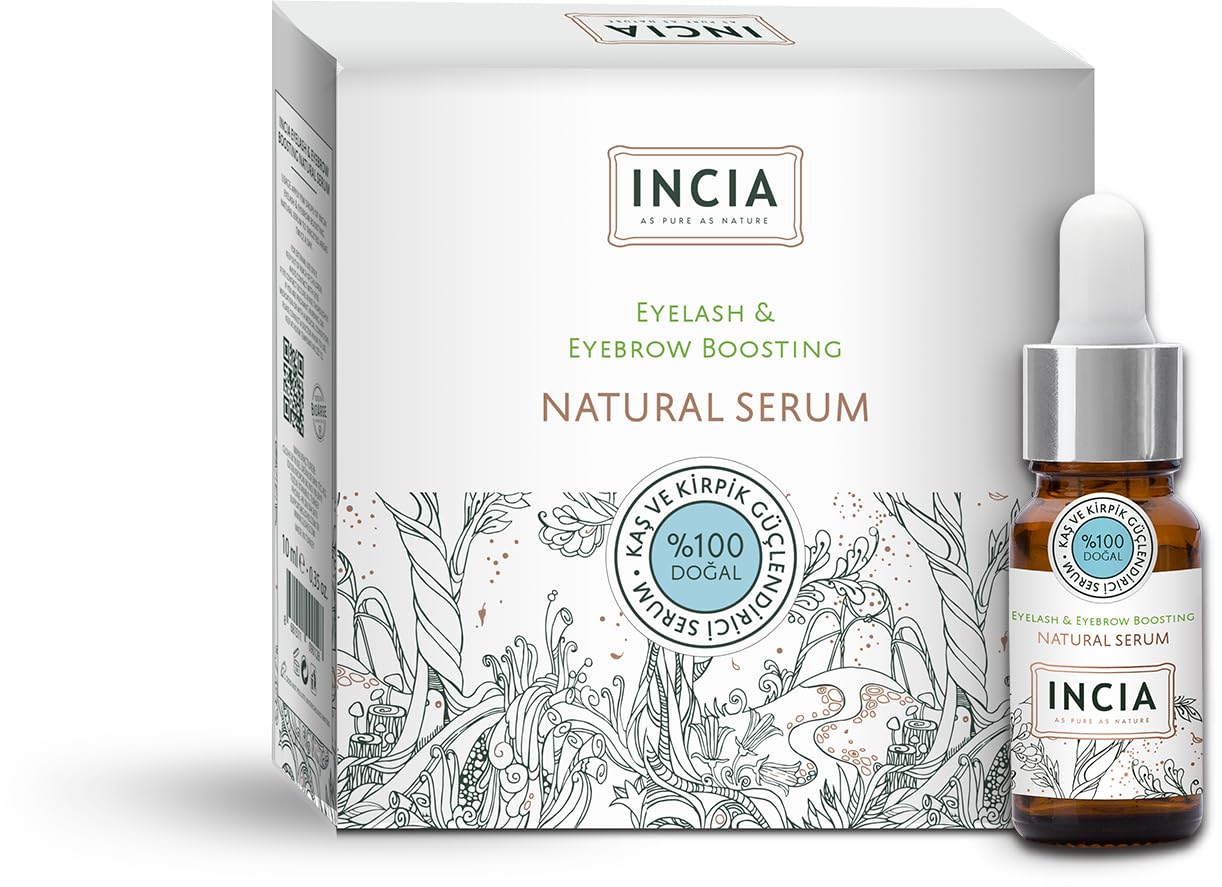 INCIA Eyelash & Eyebrow Boosting Natural Serum Rich In Vitamin B and E For Hydrated Lashes and Brows 10 ml