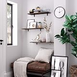 SONGMICS Set of 2 Floating Shelves, Retro Style 60 x 20 x 7 cm LWS04NB view 2