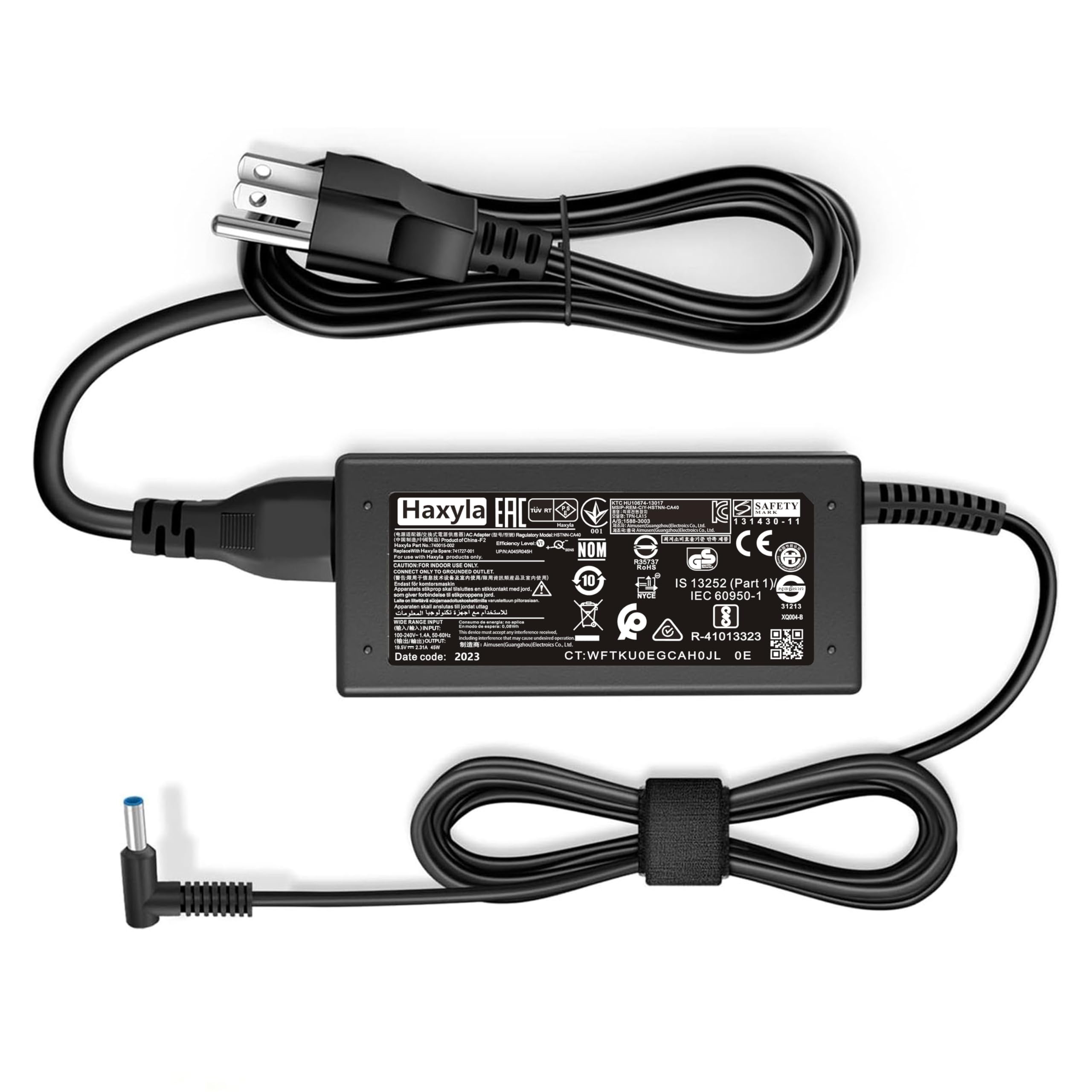 Photo 1 of 45W Charger 741727-001 L25296-011 213349-109 TPN-LA15 Compatible with HP Notebook Stream Pavilion Envy X360 TPN-CA14 r-41013153 L25296-001 L25296-002 L25296-003 Smart Blue tip Laptop Power Adapter