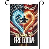 FLAGMEUP8386 Air Force Garden Flag 12x18 Inch - Double Sided US Military Jet "Wings of Freedom" Patriotic Outdoor Decor for Veterans & Air Force Families