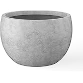 Kante 19.9" Dia Round Concrete Planter, Outdoor/Indoor Large Bowl Plant Pots with Drainage Hole and Rubber Plug for Garden Patio Balcony Home, Natural Concrete