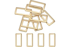 uxcell 8pcs Metal Flat Rectangle Ring, Rectangular Buckle Rings Square Strap Webbing Loop for Bag Belt Purse DIY