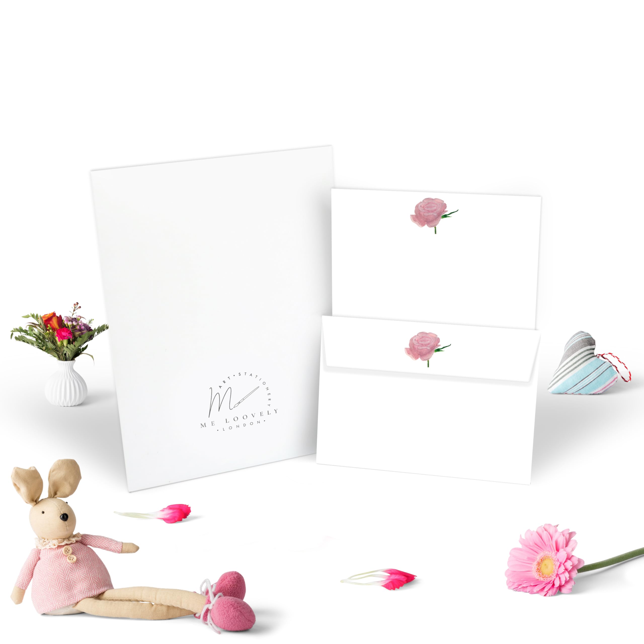 Me Loovely Pink Rose Letter Writing Paper and Envelopes Set Stationery Writing Supplies for School Home & Office | Christmas Gifts (Pack of 10 with Gift Envelope)