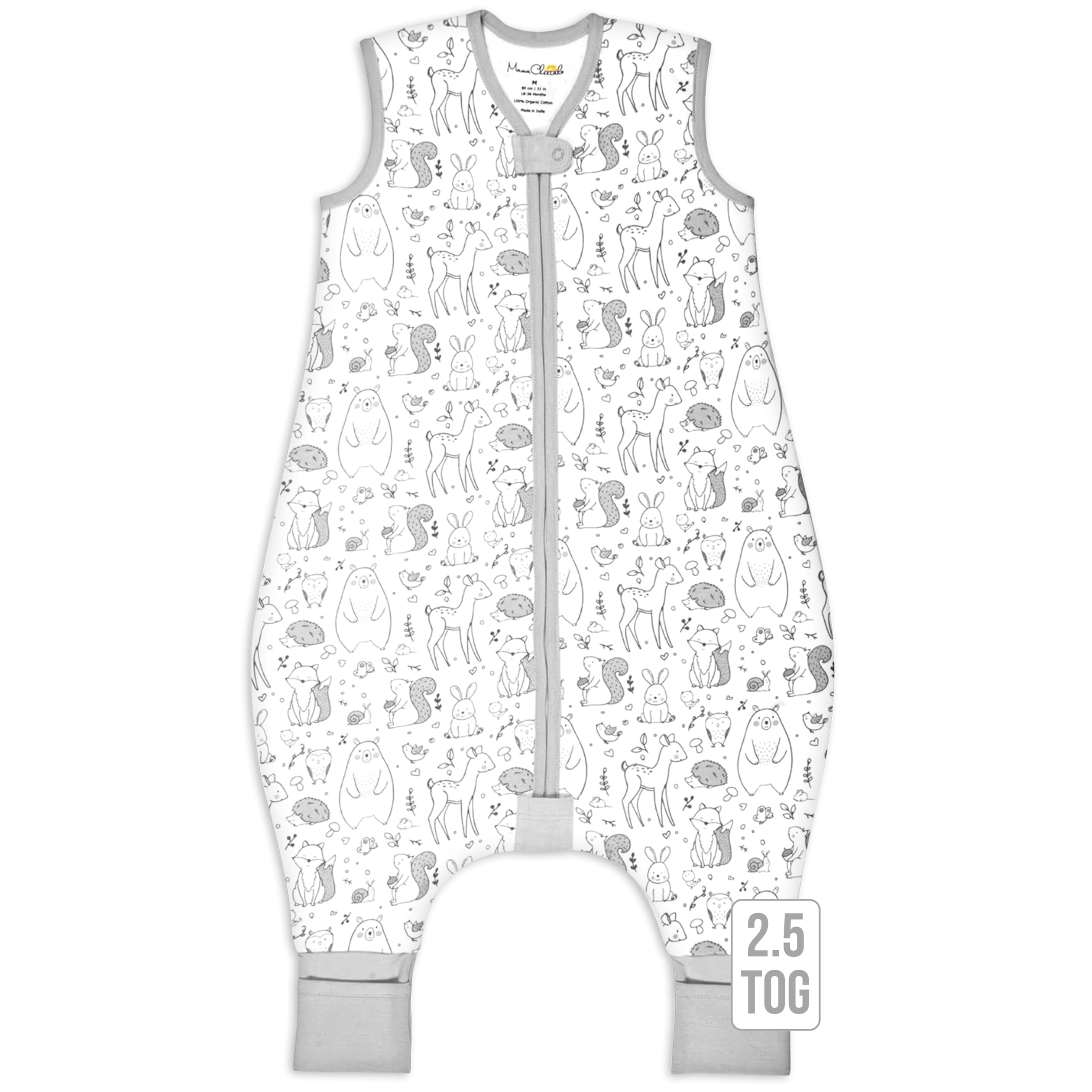 Mama Cheetah Toddler Sleep Sack with Feet, 2.5 TOG Organic Cotton Baby Sleeping Bag with Legs, Winter Baby Wearable Blankets for Early Walker 6-18 Month
