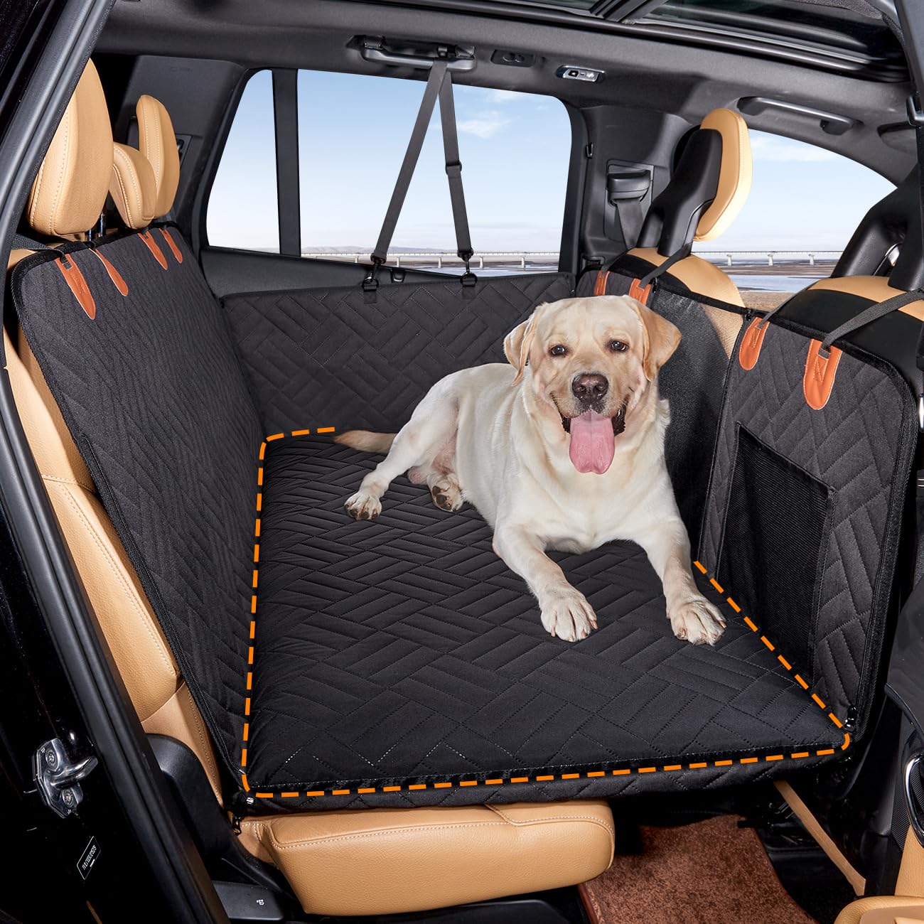 Photo 1 of YJGF Dog Mat for Back Seat Extender for Dogs,Dog Bed for Car,Hard Bottom Car Seat Cover for Dogs,Pet Cover for Hammock for Car (Black, for car Back seat Extender)