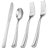 Liacere 200Pcs Silver Plastic Cutlery - Silver Plastic Silverware- Disposable Silverware - 100 Forks, 50 Spoons, 50 Knives Perfect for Wedding&Christmas