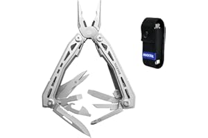 ROCKTOL Multitool Pliers,16-in-1 Pocket Multitool with Clip, EDC Multi tool, Stainless Steel Multi-tool, Nylon Sheath for Survival, Camping, Hiking