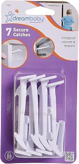 Dreambaby Secure Catches for Drawers and Cabinets 7 Pack F1404 Baby Safety Locks