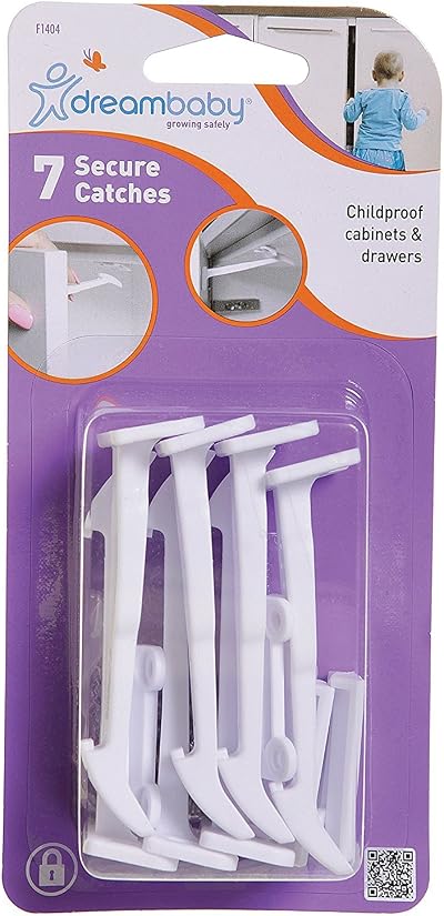 Dreambaby Secure Catches for Drawers and Cabinets 7 Pack F1404 Baby Safety Locks