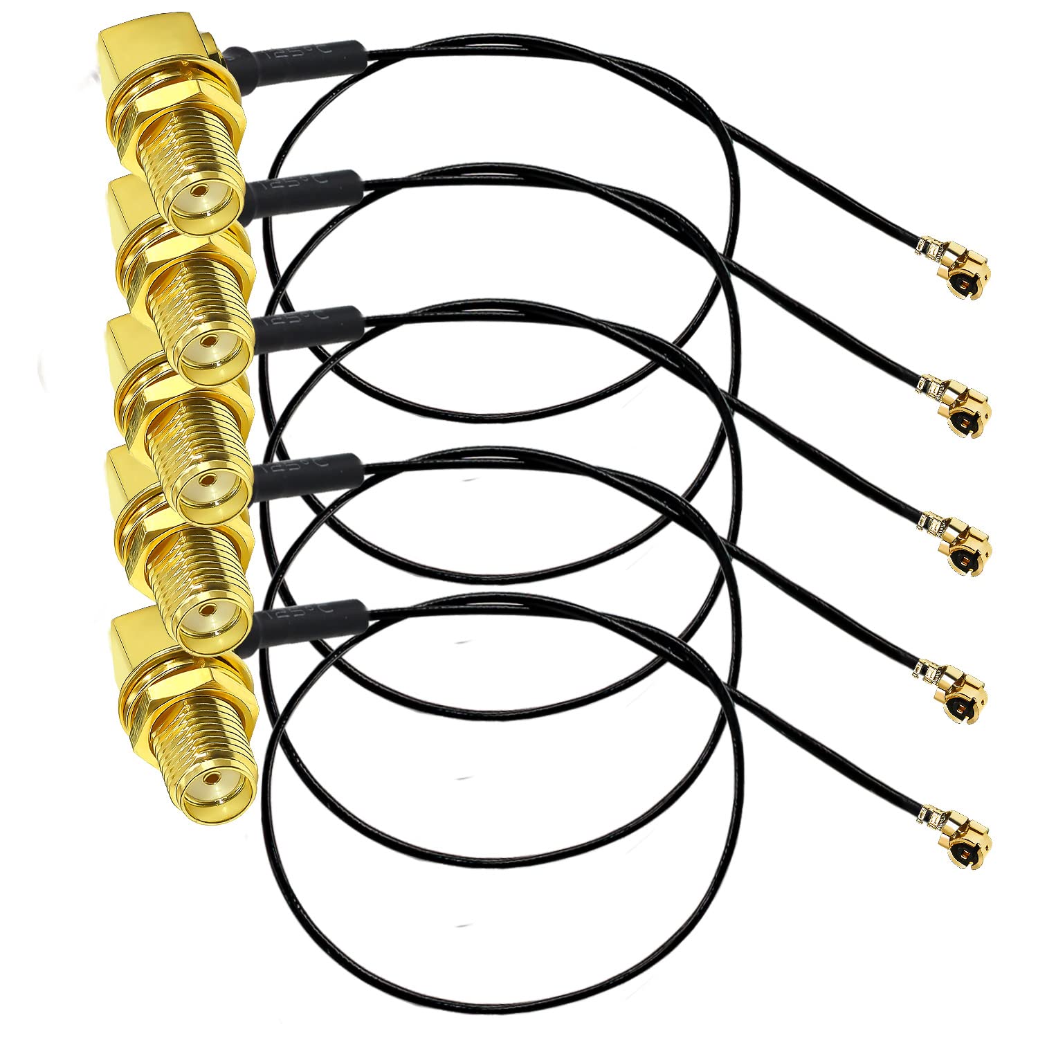 TUOLNK SMA Female Right Angle to U.FL IPX Coaxial Cable IPEX UFL to SMA Jack Elbow RF Pigtail WiFi Antenna Extension Cable for Network Card Wireless Router 12inch (30cm) 5 Pack