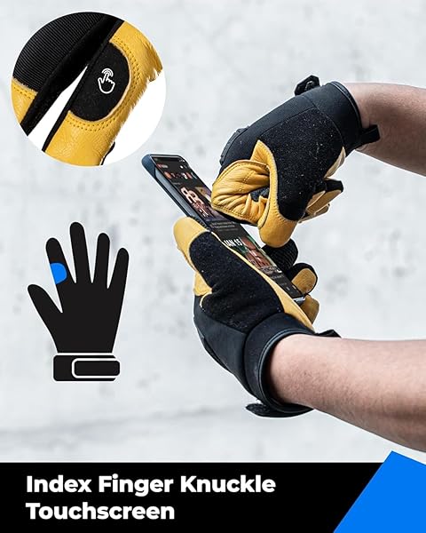 TOOLANT WATERPROOF WINTER LEATHER WORK GLOVE MEN, THOR SERIES, HEAVY DUTY MECHANIC GLOVES, WARM 3M INSULATE LINING, TOUCHSCREEN, WITH IMPACT PROTECTION, MEDIUM