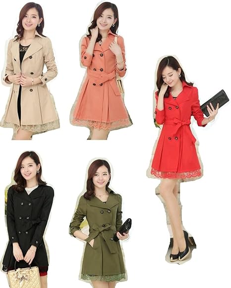 Amazon Arincoco エレガント レース トレンチコート レディース キュート 甘め かわいい デザイン おしゃれ コート ジャケット アウター サイズ M L Xl Xxl Xxxl 大きい サイズ Xl オレンジピンク コート ジャケット 通販