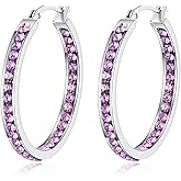 CiNily Stainless Steel Cubic Zirconia Hoop Earrings Silver/Gold Plated Earrings for Sensitive Ears