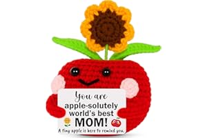 XgiftCreat Christmas Birthday Gifts for Mom - Funny Christmas Stocking Stuffers Xmas Gift from Daughter Son, Handmade Crochet Cute Apple Sunflower Present for Mother Mama Mommy Moms Mother's Day