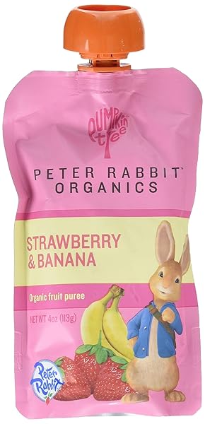 PETER RABBIT ORGANICS ORGANIC FRUIT SNACKS 100% PURE STRAWBERRY AND BANANA, 4-OUNCE (PACK OF 10)