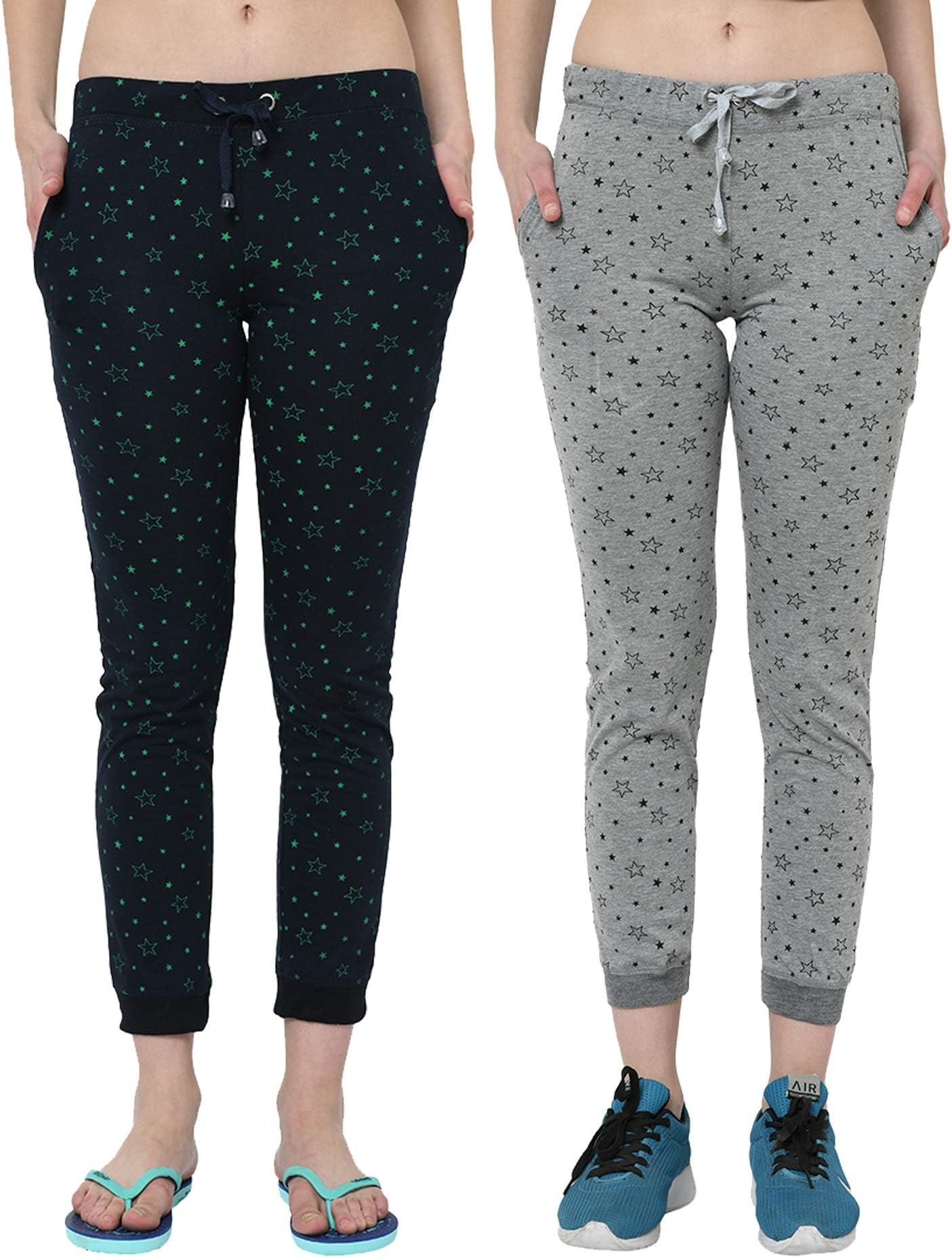 Multicolor Cotton Blended Pyjamas for Women(Pack of 2)-F4--PRT1--1_002--P