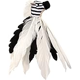 SmartyKat Instincts HappyNip Zingy Zebra Feathered Toss & Chase Interactive Cat Toy, Contains Catnip & Silvervine - White/Bla