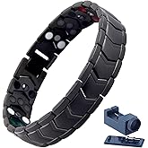 KYOSI Magnetic Bracelets for Men Three rows - 3X Magnetic Bracelet Stainless Steel - Black Mens Fathers Day Gift - Adjustable Length with Sizing Tool