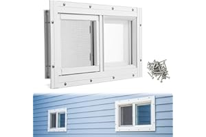 Kathfly 1 Pack Basement Home Window 16'' x 8'' Mini Basement Windows Replacement with Glass Screen and Screws for Home Sheds Barns