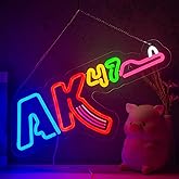 AK47 Neon Sign Rifle Neon Sign for Wall Decor Gun USB Dimmable LED Neon Lights for Boys Girls Room Gameroom Holiday Birthday Christmas Gift