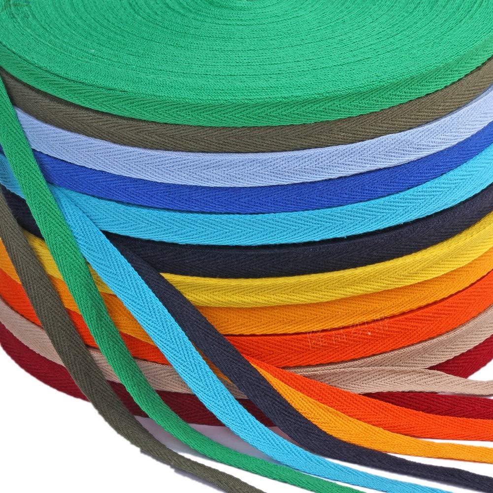 50 Meters Cotton Ribbon Herringbone Webbing Trim Fabric Tape Tapestry for Bias Binding Gift Wrapping Embellishment Craft Width 10mm (Yellow) - Image 4