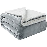 NANPIPER Sherpa Blanket Twin Thick Warm Blankets for Winter Bed Super Soft Fuzzy Flannel Fleece/Wool Like Reversible Velvet Plush Fabric(Light Grey Twin Size 60"x80")