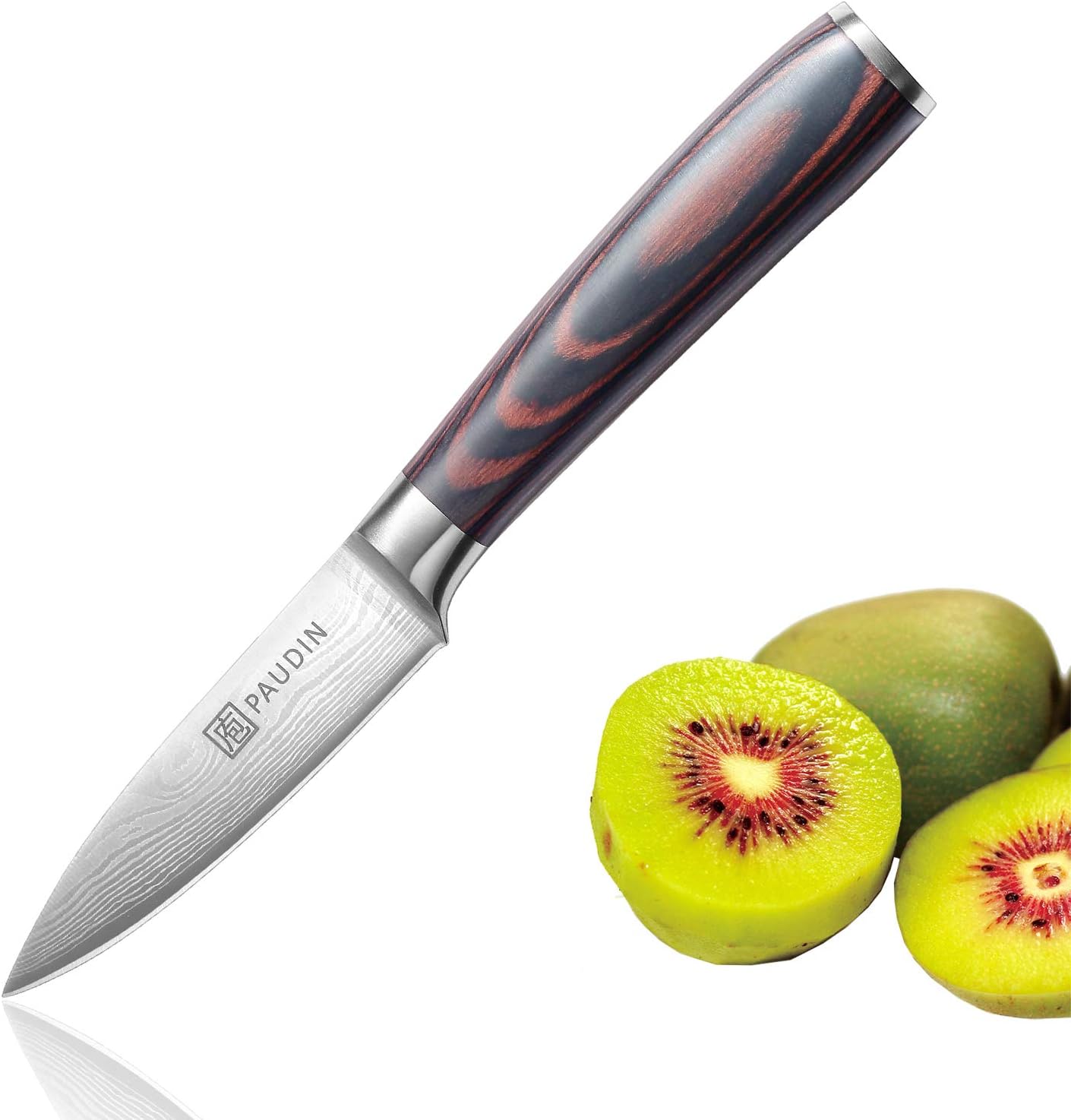 PAUDIN 9cm Gemüsemesser, Scharf Obstmesser Schälmesser Küchen Messer Ergonomischer Griff Deutscher Edelstahl mit scharfer Klinge