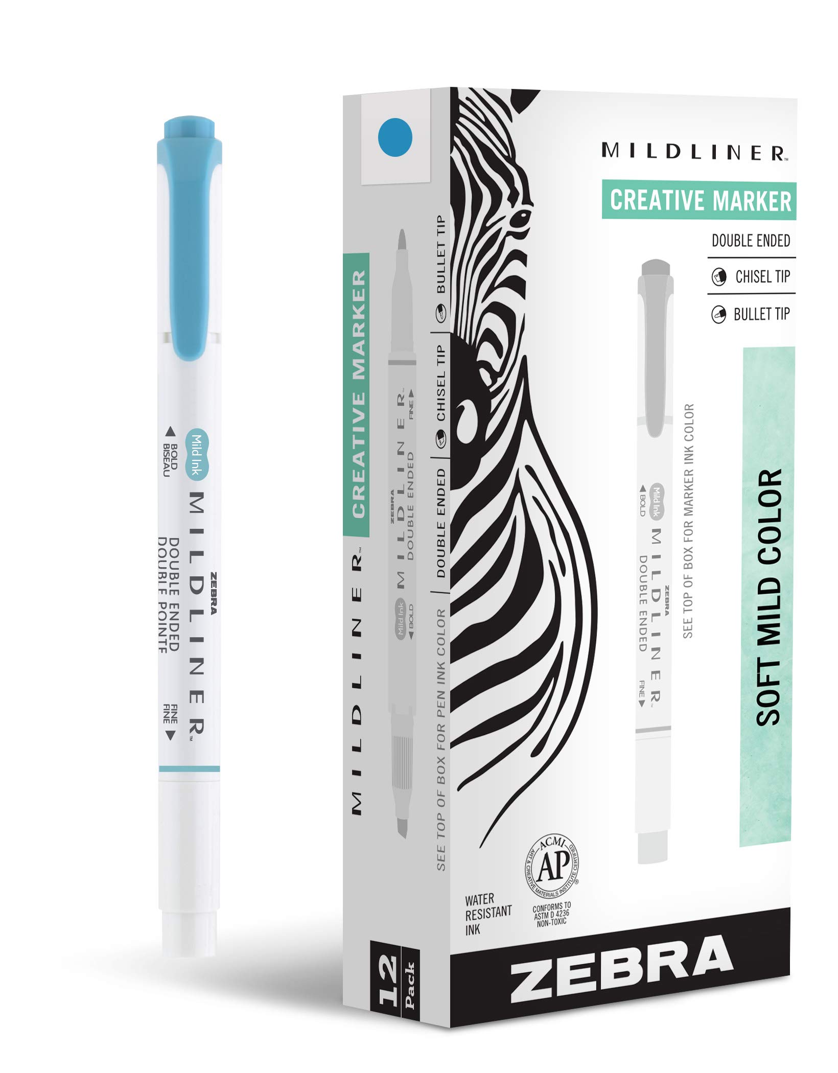 Photo 1 of ***SEE CLERK COMMENTS*** Zebra Pen Mildliner Dual-Tip Highlighters, Broad and Fine Tips, Ideal for Bible Highlighting, No Bleed, School Supplies, Teacher Supplies, and Office Supplies, Mild Smoke Blue Ink, 12-Pack (78420upc)