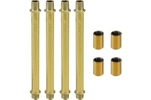 MY MIRONEY 4 Sets Straight Pipe Lamp Stem Kit with Connector M10 Gold Lamp Rod Hardware Light Fixture Parts Replacement, 4.72" Long