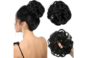 Permuly Messy Bun Hair Piece, Elastic Messy Fake Hair Bun Extensions for Women, Synthetic Messy Bun Scrunchie Hair Pieces for