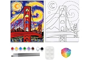 VALLSIP Canvas Painting Kits Pre Drawn Canvas for Painting for Adults Paint and Sip Party Supplies Stretched Canvas to Paint Games Ladies Night Romantic City Mindfulness Date Night Ideas