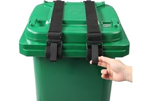 Cathie Moochie 2 Pcs Trash Can Lock for Animals Secure Garbage Can Lid Straps Adjustable Heavy Duty Outdoor Bins, Bear/Raccoon/Dog Proof