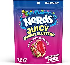 NERDS Juicy Gummy Clusters, Strawberry Punch, Juicy and Gummy Candy, 1 Stand Up Bag, for Snacking and Sharing, 7.15 oz