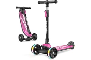 besrey Kick Scooter for Kids Ages 3-8, 3 Wheel Scooter for Kids with Adjustable Height, Folding Kids Scooter with LED Light W
